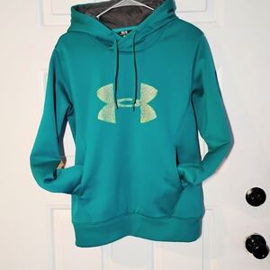 Warm Unisex Medium Size Under Armour Teal Hoodie Fleece Lined